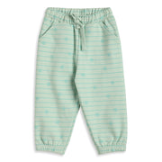 Baby Girls Mint Green Cotton Printed Jogger Regular Fit Casual Bottom Wear