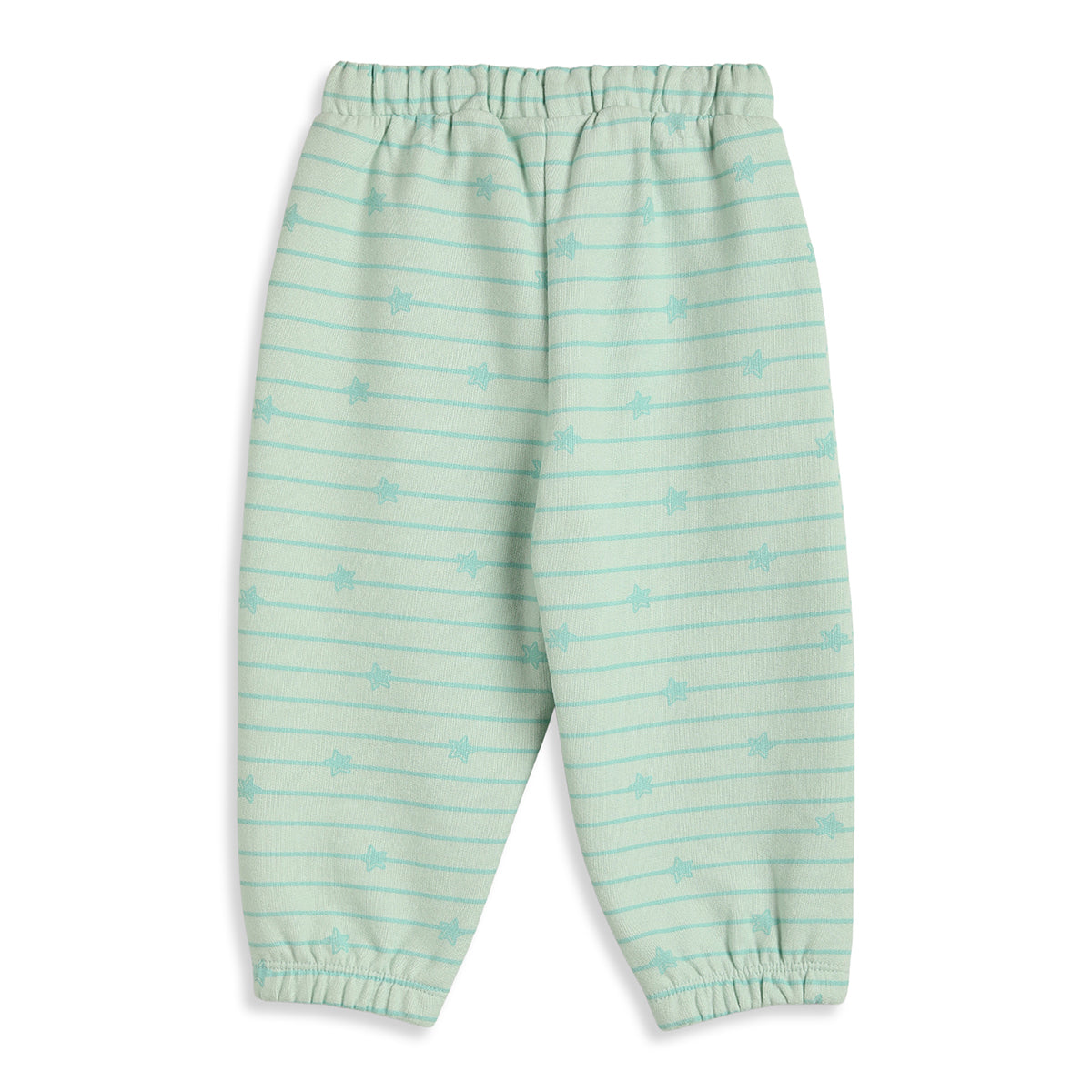 Baby Girls Mint Green Cotton Printed Jogger Regular Fit Casual Bottom Wear