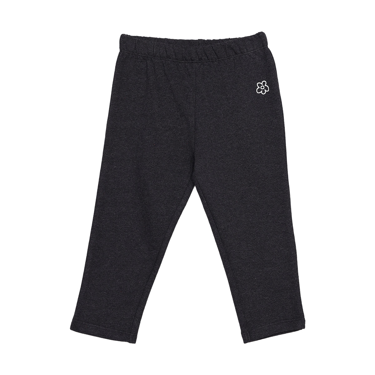 Baby Girls Charcoal Grey Cotton Knit Pants Regular Fit Casual Kids Pants