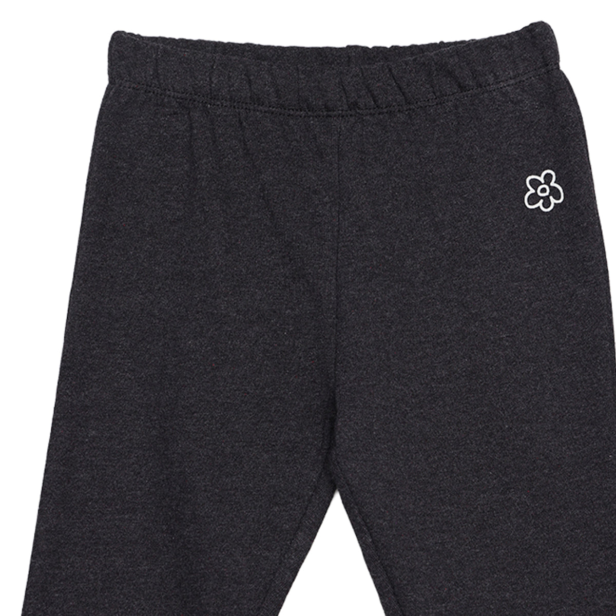 Baby Girls Charcoal Grey Cotton Knit Pants Regular Fit Casual Kids Pants