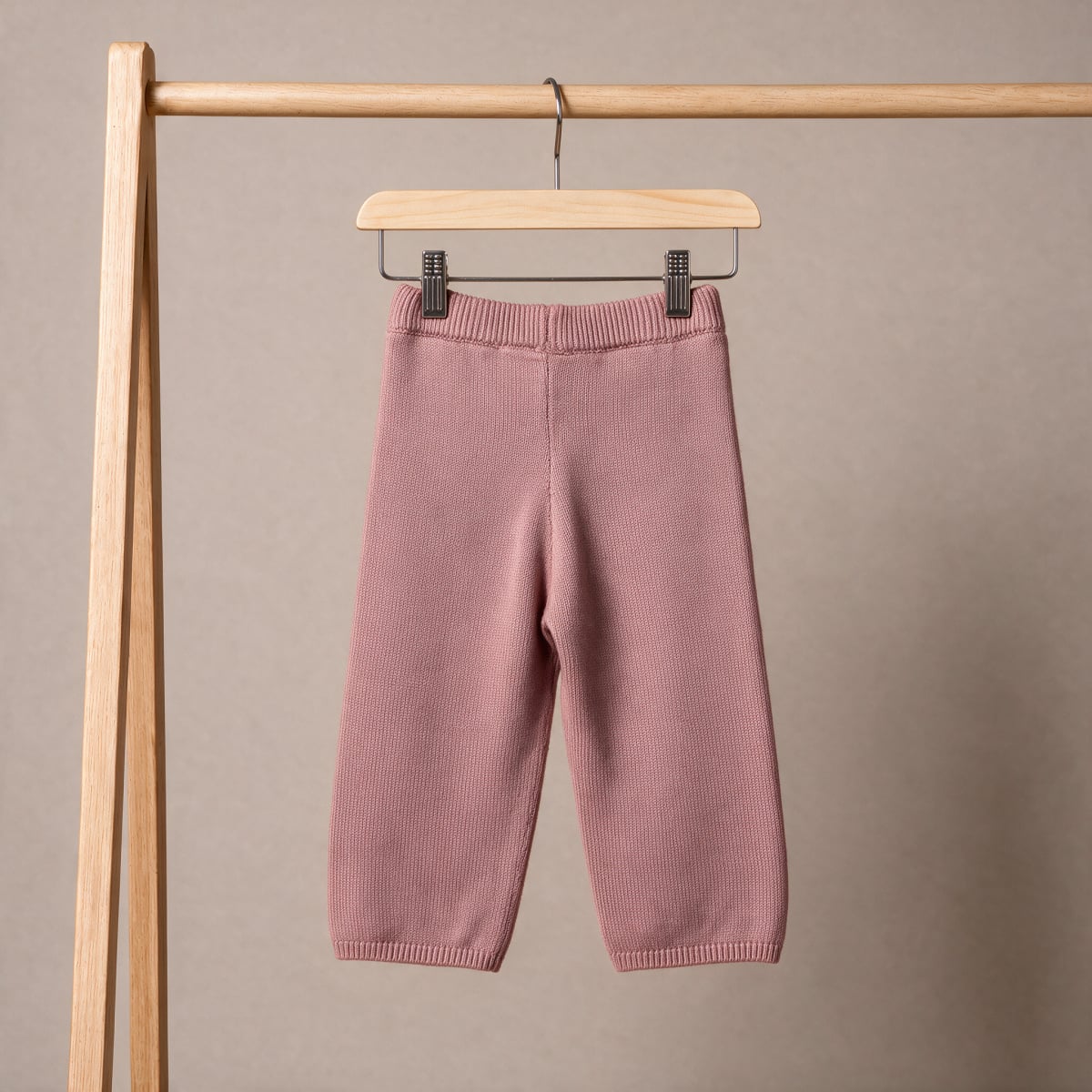 Baby Girls Dusty Pink Cotton Blend Floral Applique Knitted Pant Regular Fit Casual Wear