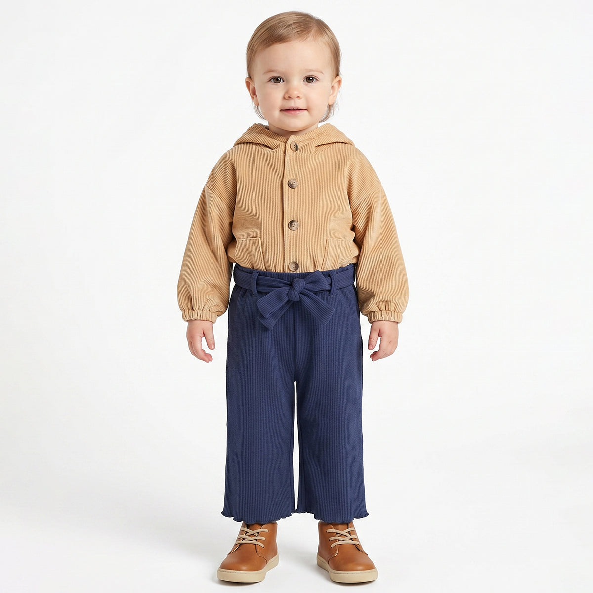 Baby Girls Navy Blue Cotton Knit Bottom Regular Fit.