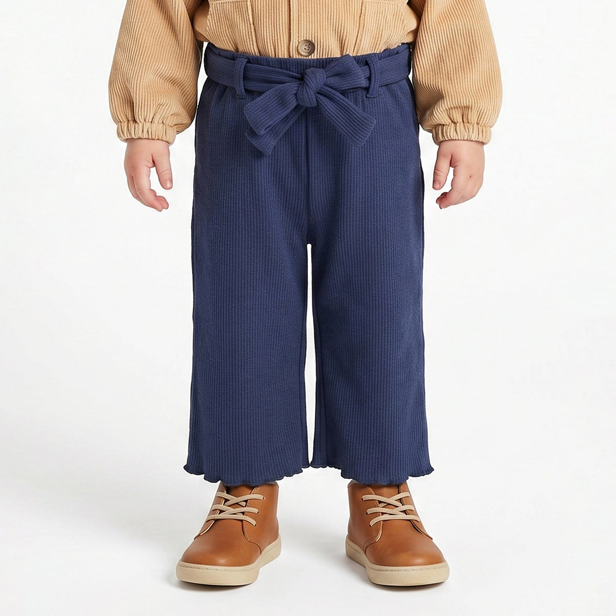 Baby Girls Navy Blue Cotton Knit Bottom Regular Fit.