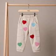Baby Girls Beige Cotton Blend Heart Embroidered Knit Bottom Regular Fit Casual Wear