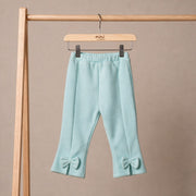 Baby Girls Light Blue Cotton Blend Bow Detail Flared Knit Bottom Regular Fit Casual Wear
