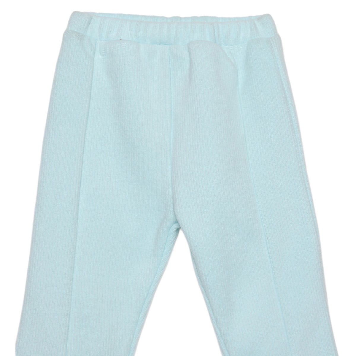 Baby Girls Light Blue Cotton Blend Bow Detail Flared Knit Bottom Regular Fit Casual Wear
