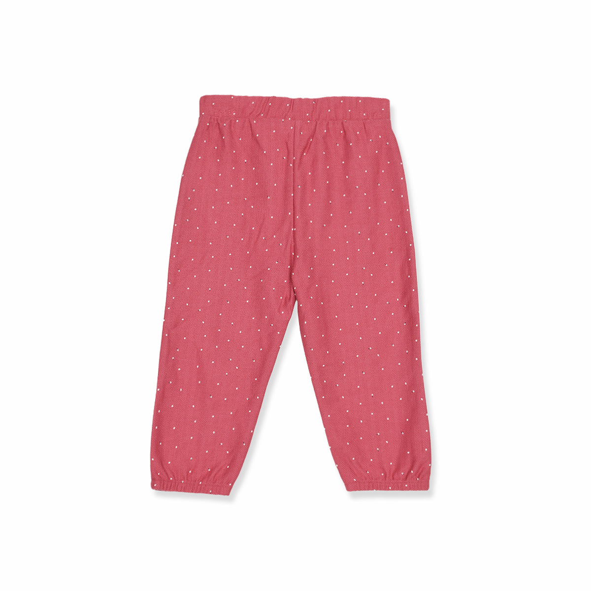 Baby Girls Pink Cotton Blend Polka Dot Jogger Pants Regular Fit Casual Wear