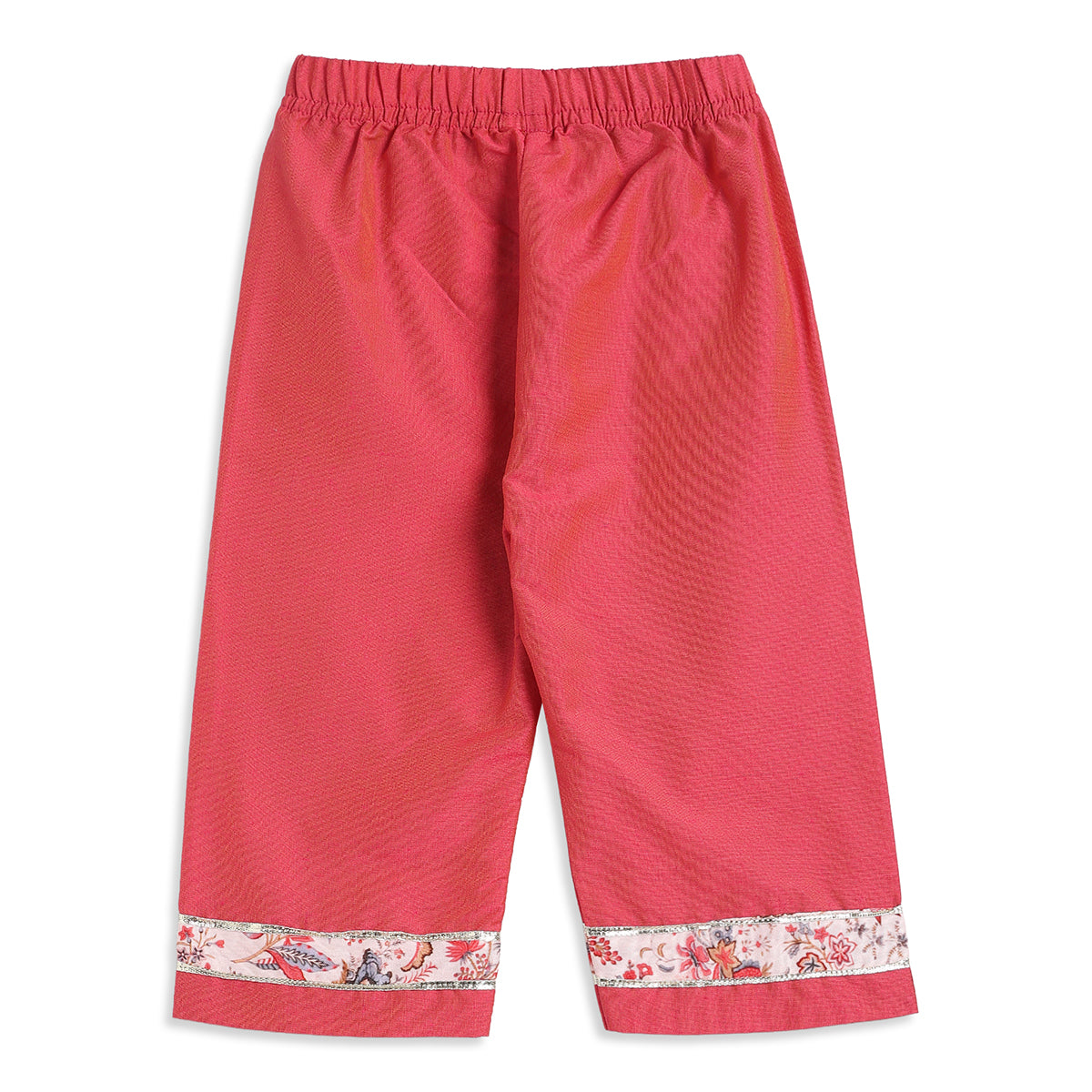Baby Girls Pink Cotton Blend Floral Kurta Set Regular Fit Festive Wear