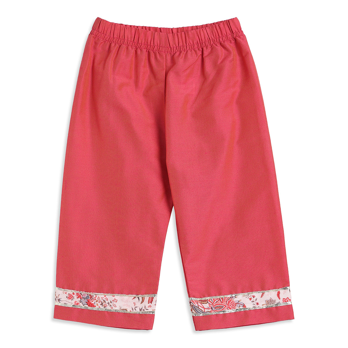 Baby Girls Pink Cotton Blend Floral Kurta Set Regular Fit Festive Wear