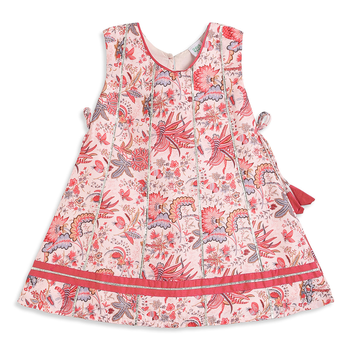 Baby Girls Pink Cotton Blend Floral Kurta Set Regular Fit Festive Wear