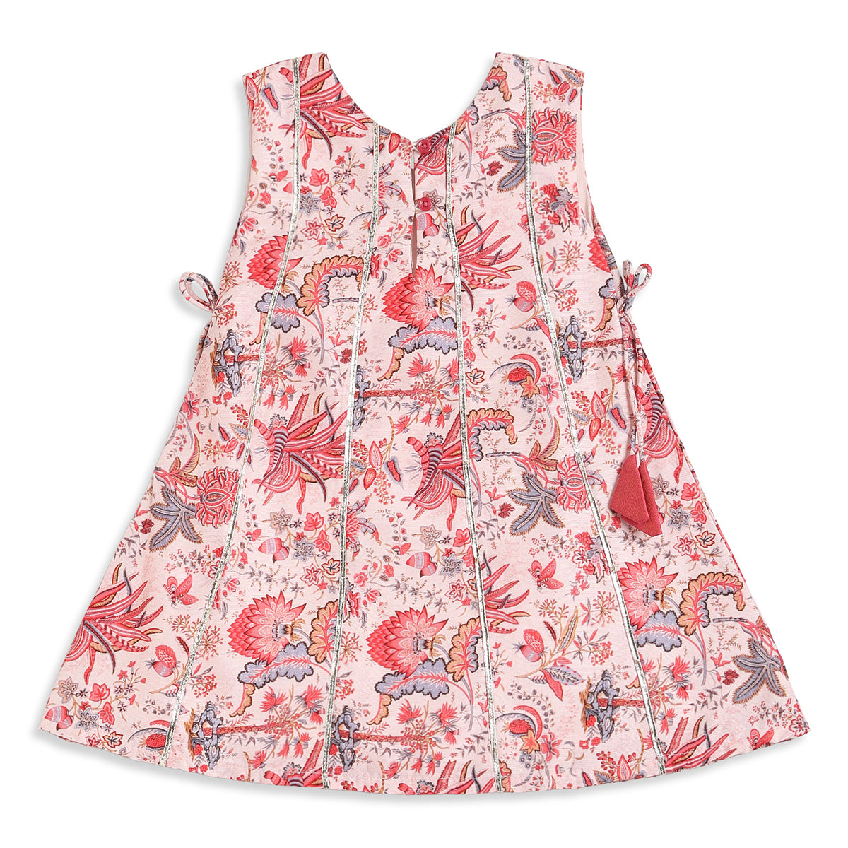 Baby Girls Pink Cotton Blend Floral Kurta Set Regular Fit Festive Wear