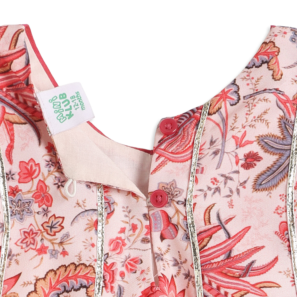 Baby Girls Pink Cotton Blend Floral Kurta Set Regular Fit Festive Wear
