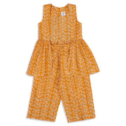 Baby Girls Mustard Yellow Kurti and Palazzo Set Festive Ethnic Wear