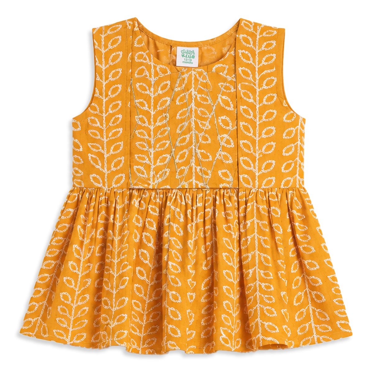 Baby Girls Mustard Yellow Cotton Kurti and Palazzo Set Regular Fit Festive Ethnic Wear