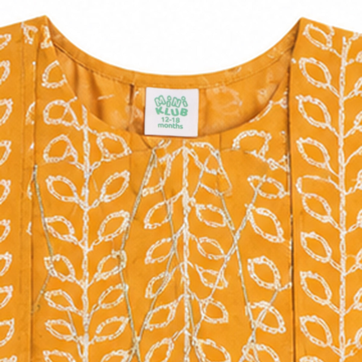 Baby Girls Mustard Yellow Cotton Kurti and Palazzo Set Regular Fit Festive Ethnic Wear