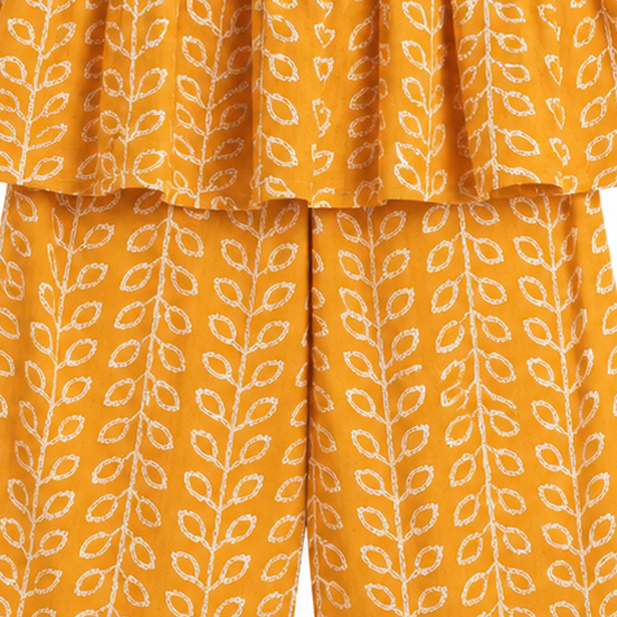 Baby Girls Mustard Yellow Cotton Kurti and Palazzo Set Regular Fit Festive Ethnic Wear