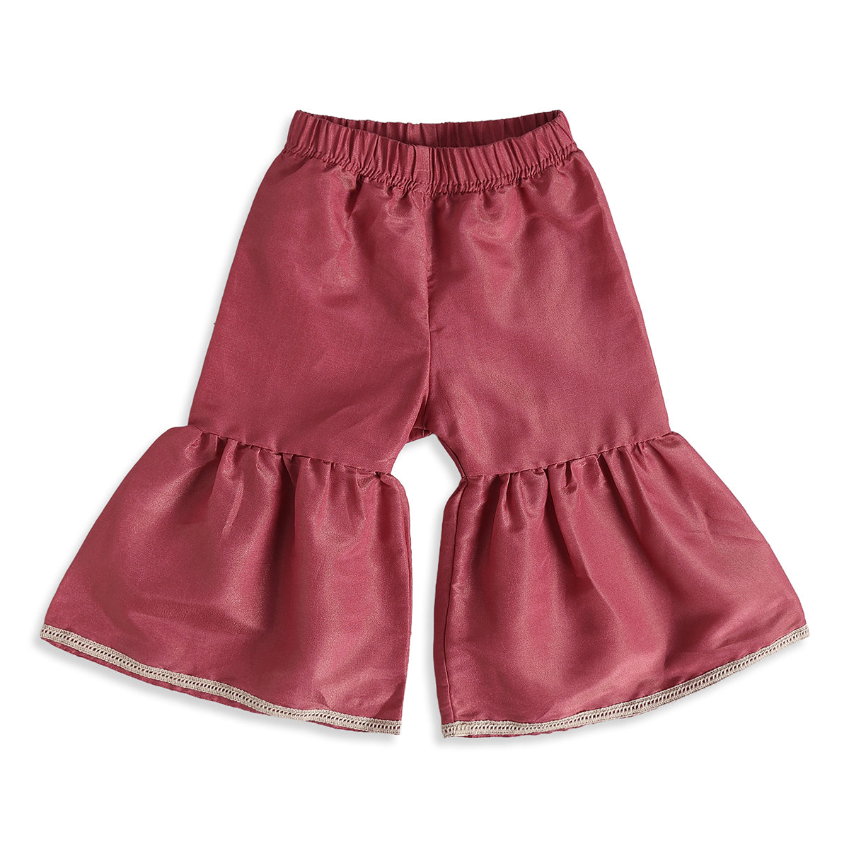 Baby Girls Burgundy Cotton Blend Floral Top Sharara Set Regular Fit