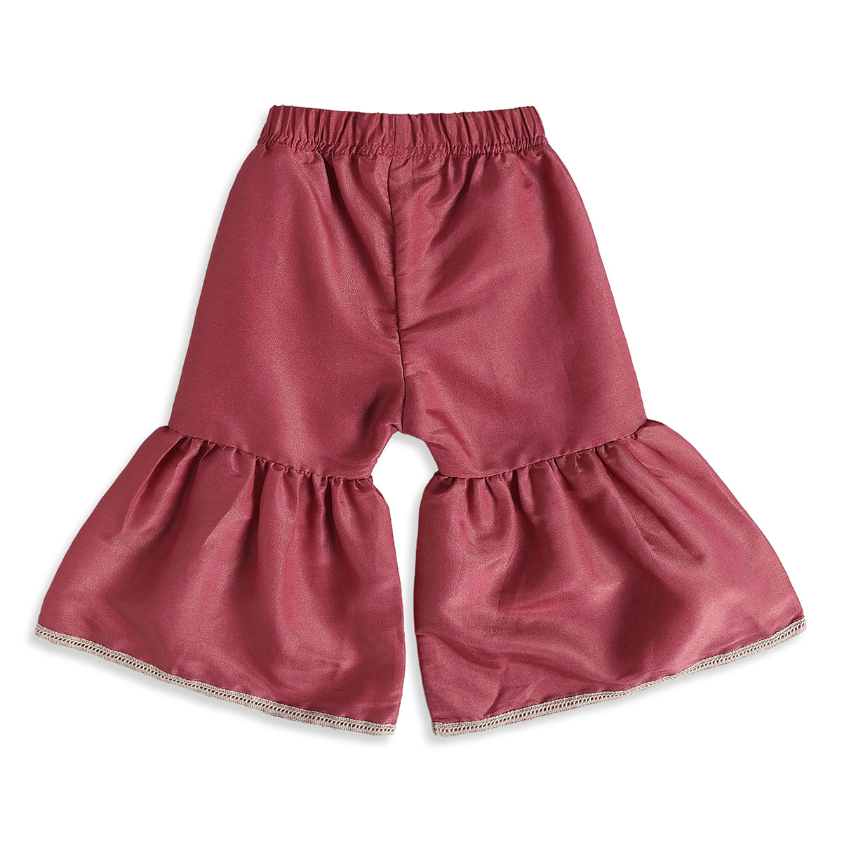 Baby Girls Burgundy Cotton Blend Floral Top Sharara Set Regular Fit