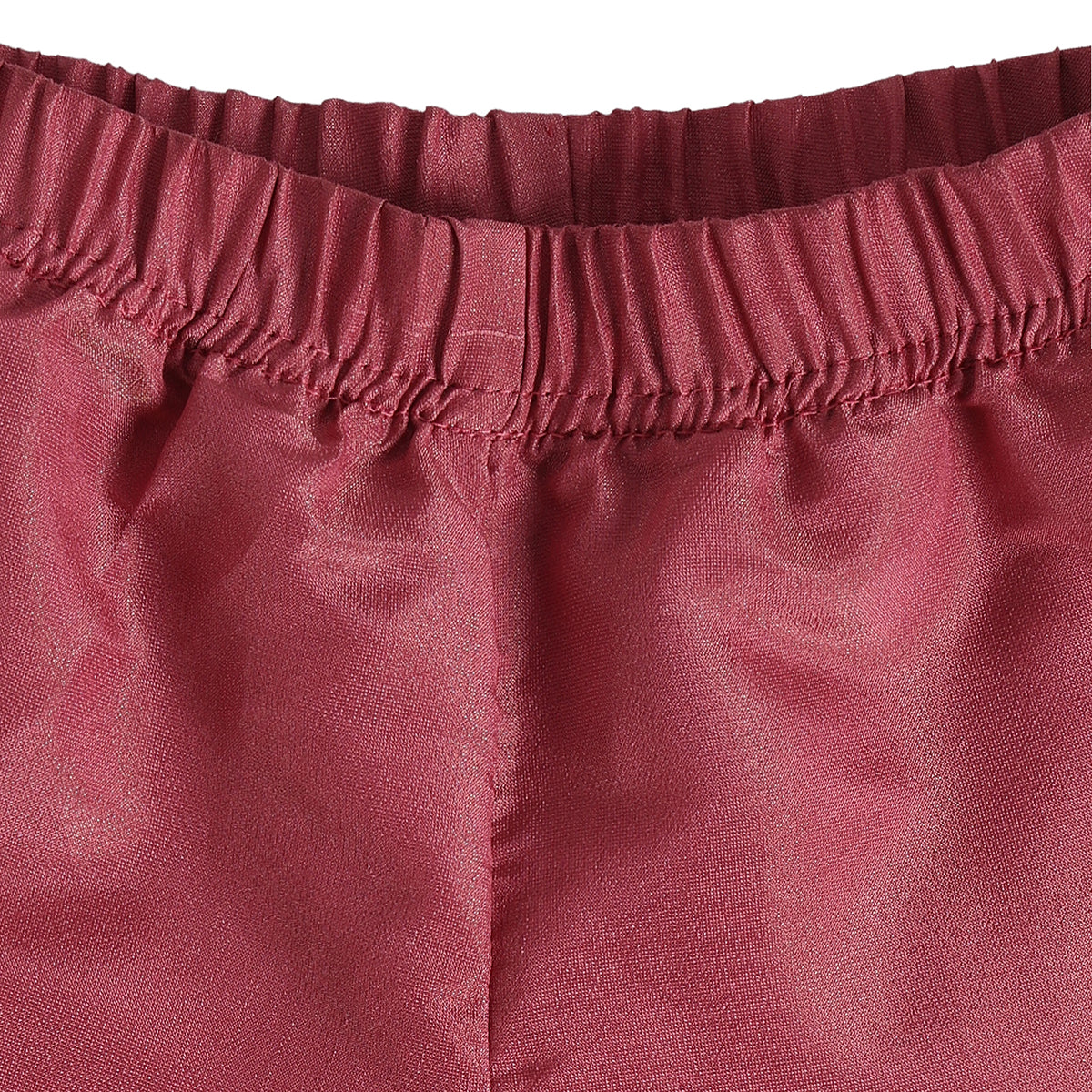 Baby Girls Burgundy Cotton Blend Floral Top Sharara Set Regular Fit