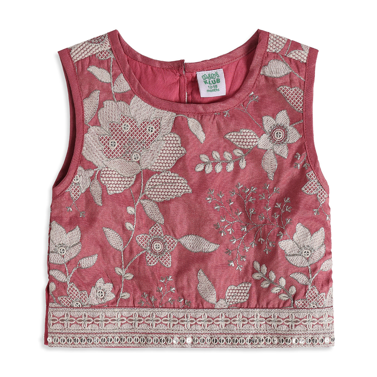Baby Girls Burgundy Cotton Blend Floral Top Sharara Set Regular Fit
