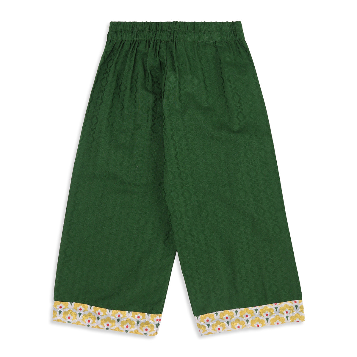 Baby Girls Yellow and Green Cotton Floral Kurta Set Regular Fit Festive Wear