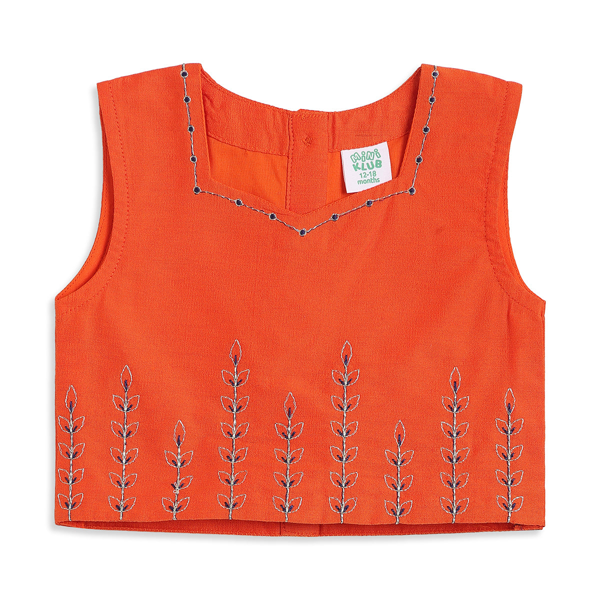 Baby Girls Orange Cotton Blend Lehenga Choli Set Regular Fit Festive