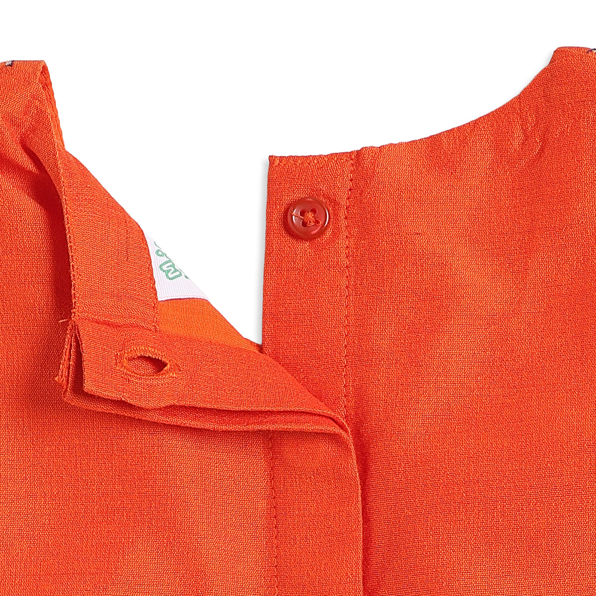 Baby Girls Orange Cotton Blend Lehenga Choli Set Regular Fit Festive