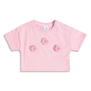 Baby Girls Pink Cotton Crop T-Shirt Regular Fit Casual Top