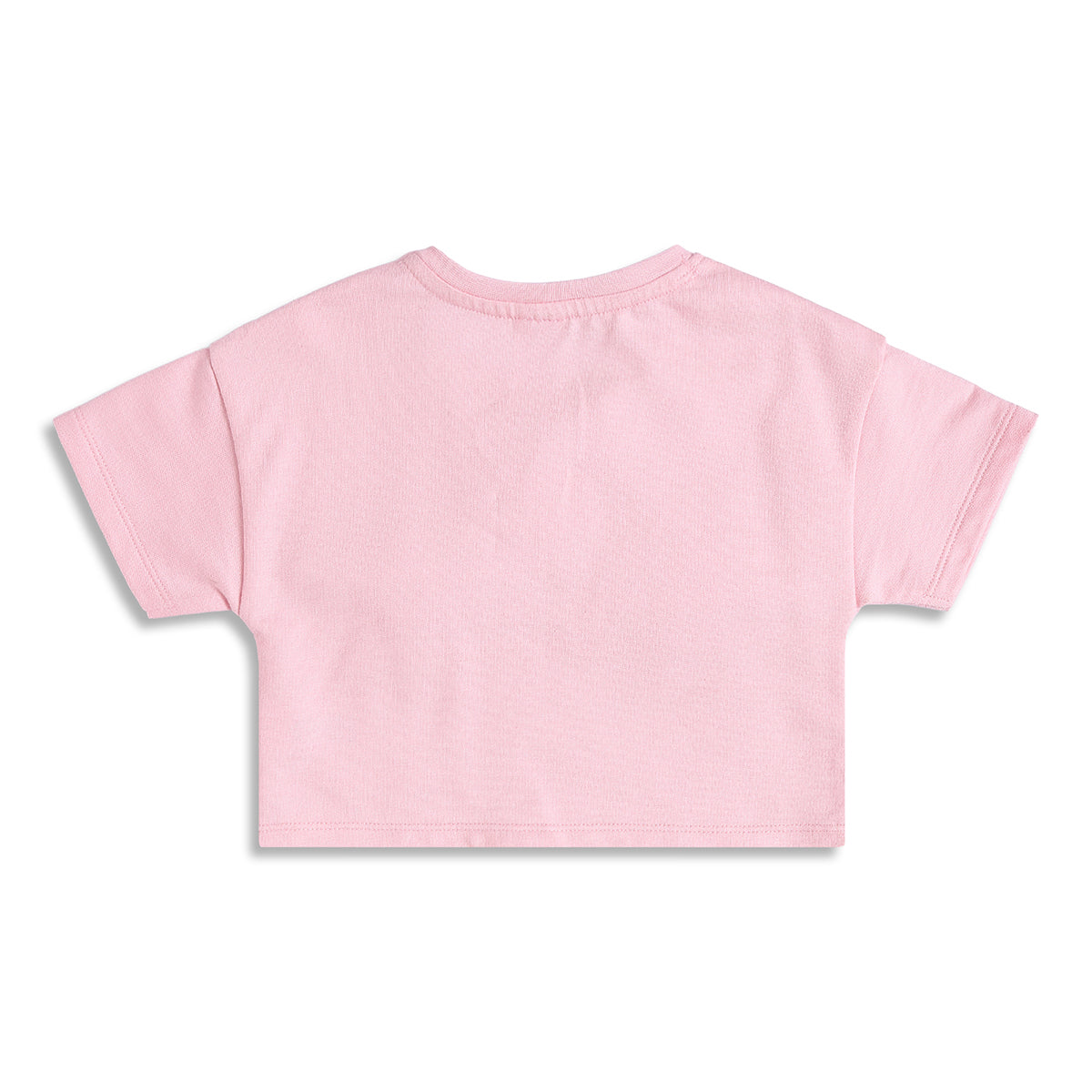 Baby Girls Pink Cotton Crop T-Shirt Regular Fit Casual Top