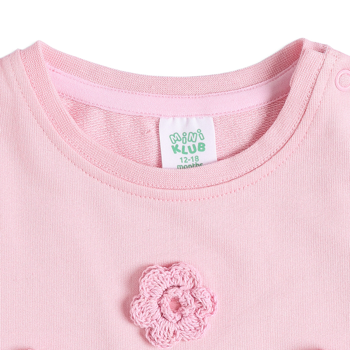 Baby Girls Pink Cotton Crop T-Shirt Regular Fit Casual Top