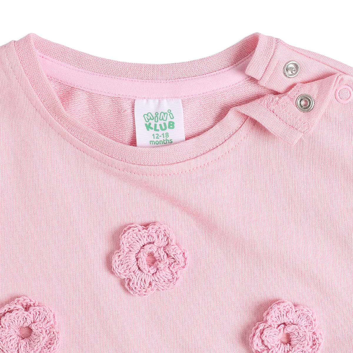 Baby Girls Pink Cotton Crop T-Shirt Regular Fit Casual Top