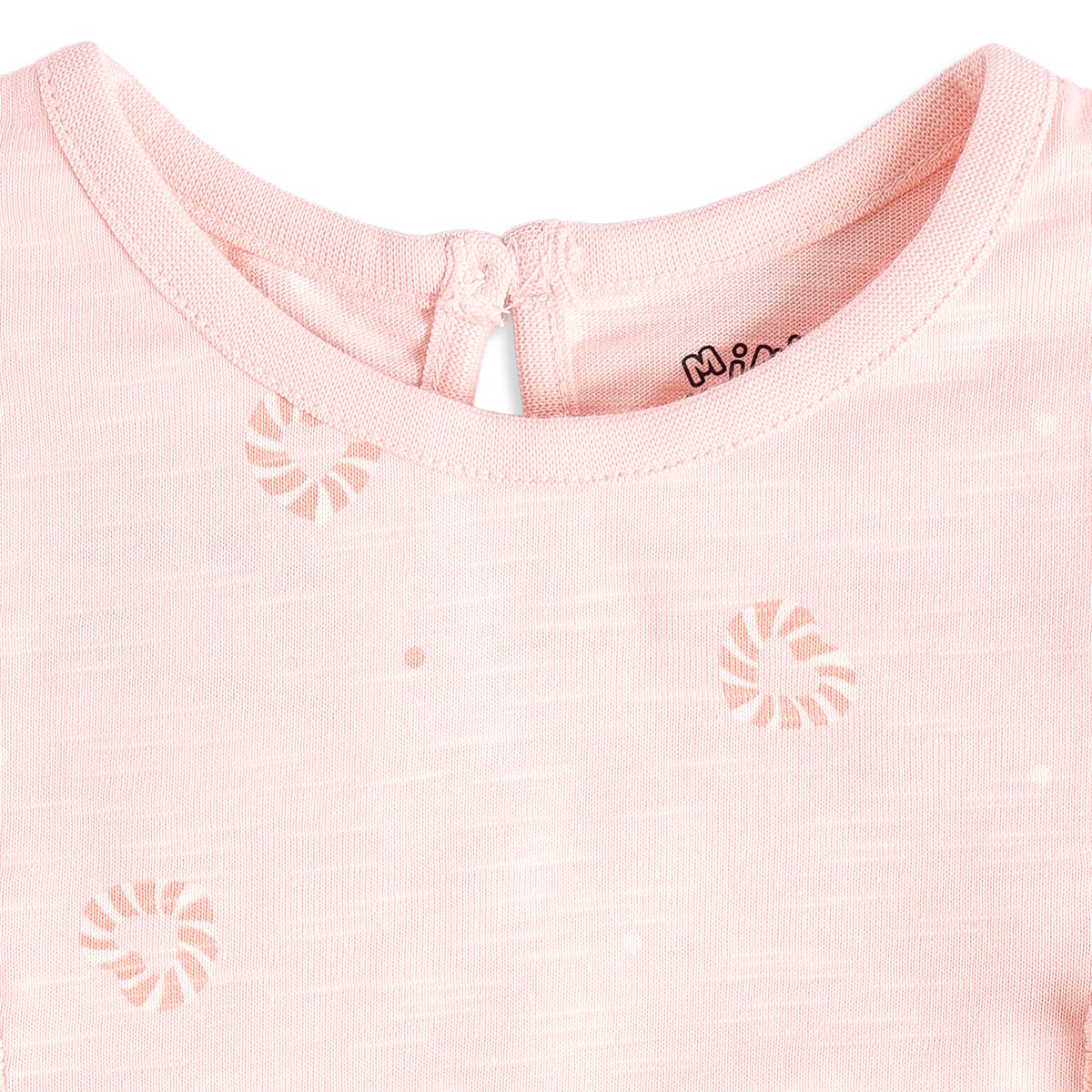 Baby Girls Pink Cotton Abstract Printed Ruffle Top  Regular Fit Casual Wear