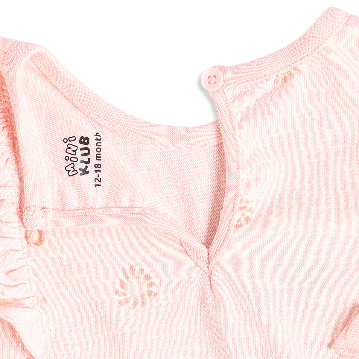 Baby Girls Pink Cotton Abstract Printed Ruffle Top  Regular Fit Casual Wear