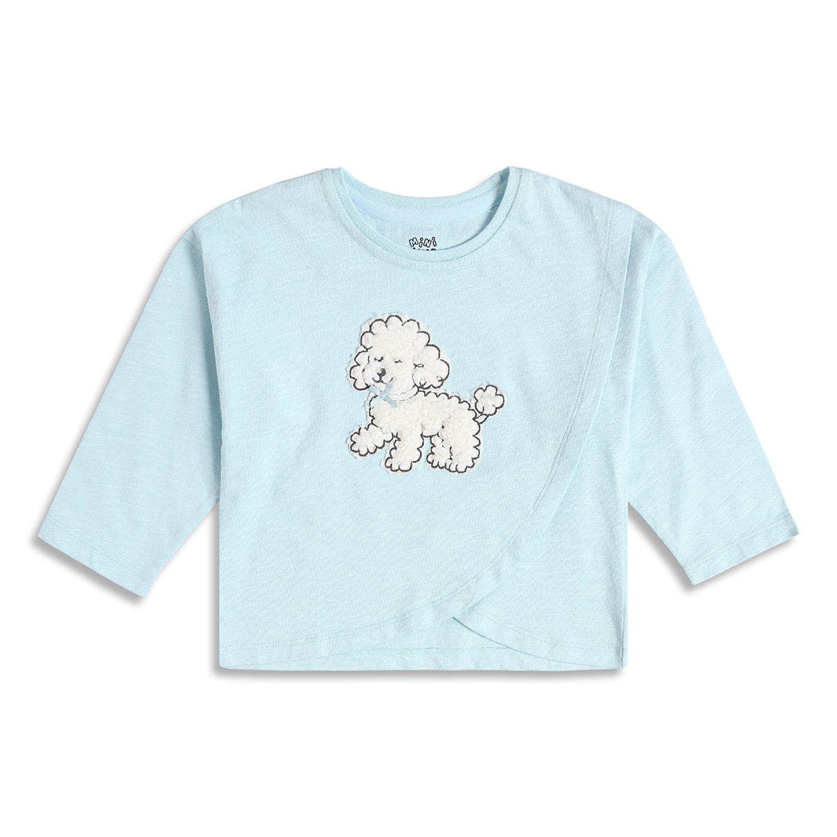 Baby Girls Sky Blue Cotton Applique T-Shirt Regular Fit Casual Top