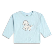 Baby Girls Sky Blue Cotton Applique T-Shirt Regular Fit Casual Top