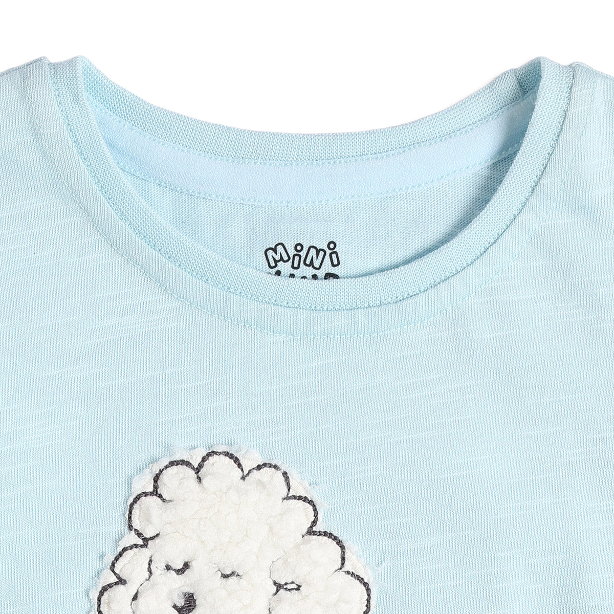 Baby Girls Sky Blue Cotton Applique T-Shirt Regular Fit Casual Top
