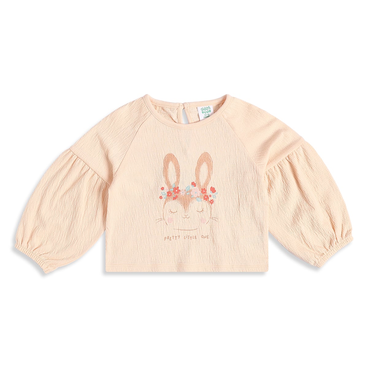 Baby Girls Peach Cotton Bunny Printed Knit Top Regular Fit Casual Wear