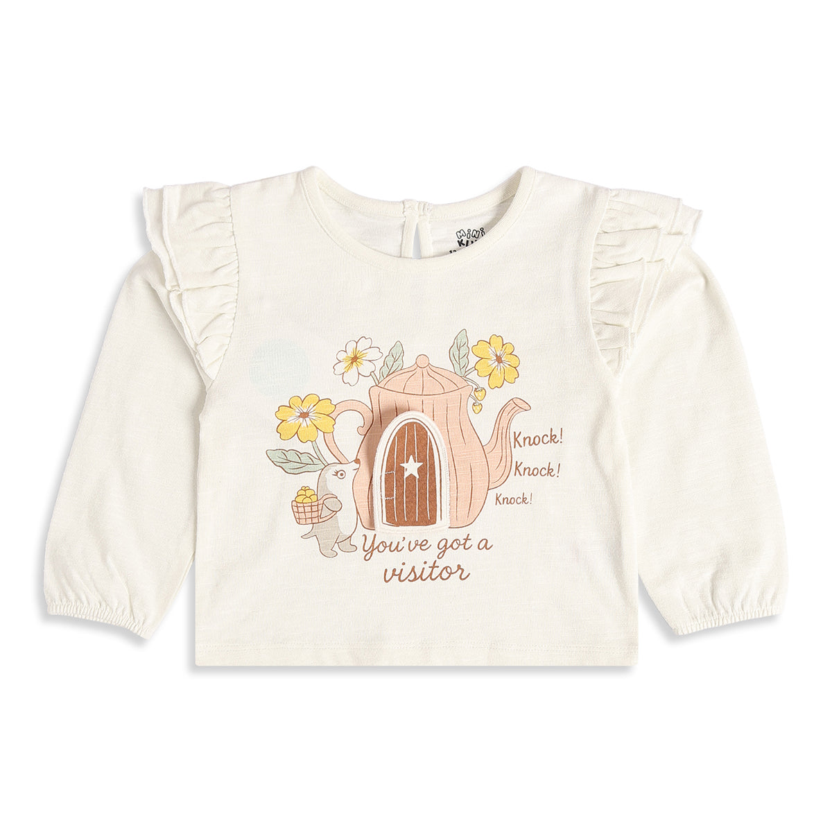 Baby Girls Off-White Cotton Top Regular Fit Casual Wear