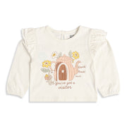 Baby Girls Off-White Cotton Top Regular Fit Casual Wear