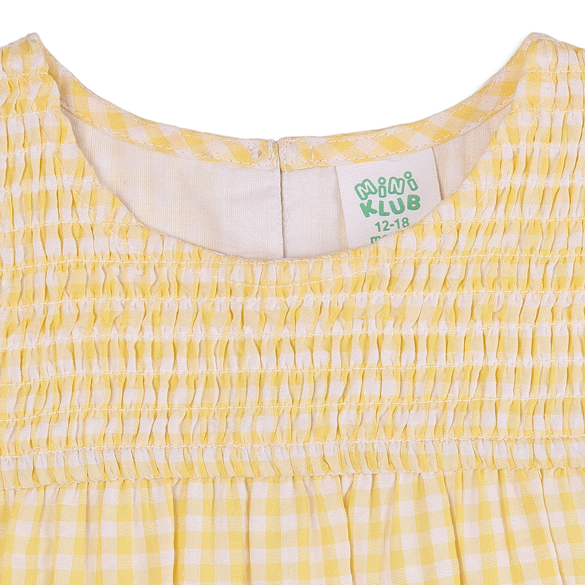 Baby Girls Yellow Cotton Checked Woven Top Regular Fit Casual Wear