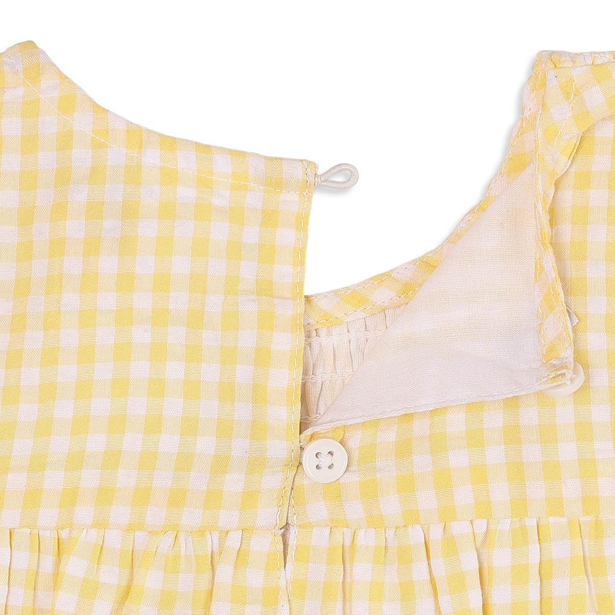 Baby Girls Yellow Cotton Checked Woven Top Regular Fit Casual Wear