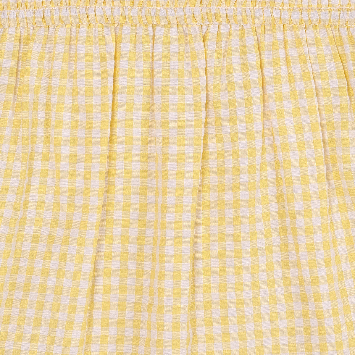 Baby Girls Yellow Cotton Checked Woven Top Regular Fit Casual Wear