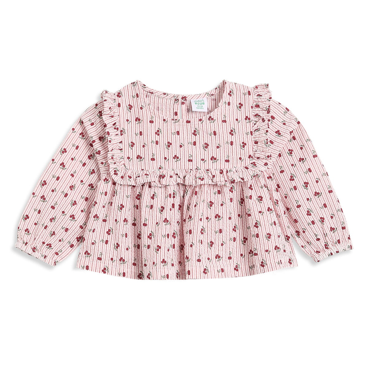 Baby Girls Pink Cotton Floral Peplum Top Regular Fit Casual Wear