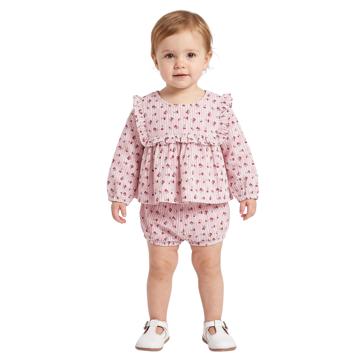 Baby Girls Pink Cotton Floral Peplum Top Regular Fit Casual Wear