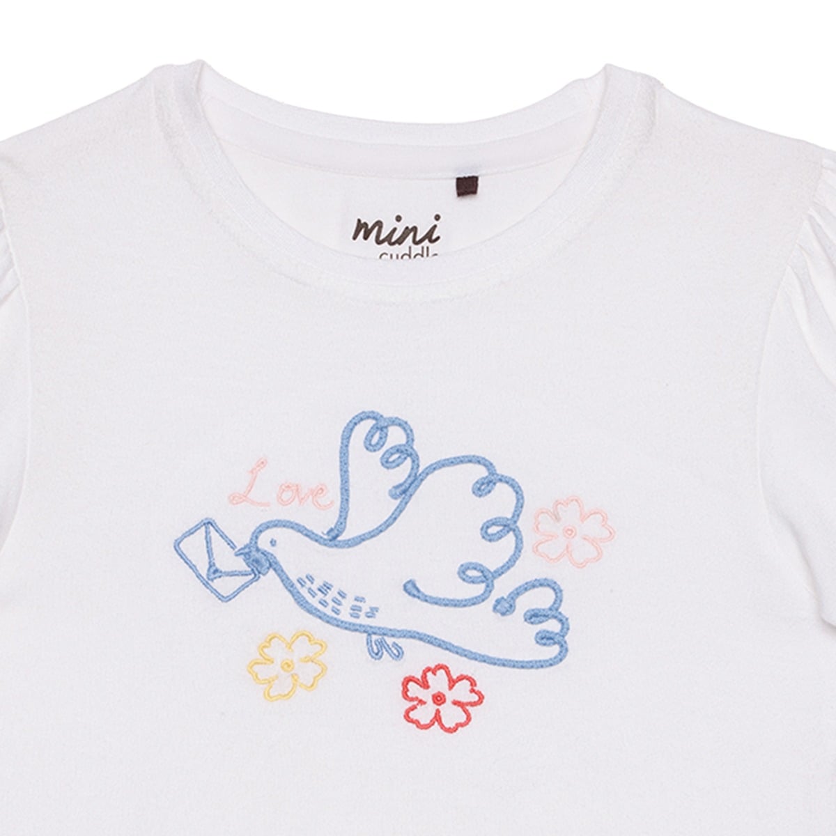 Baby Girls White Cotton Bird Embroidered Knit Top Regular Fit Casual Wear