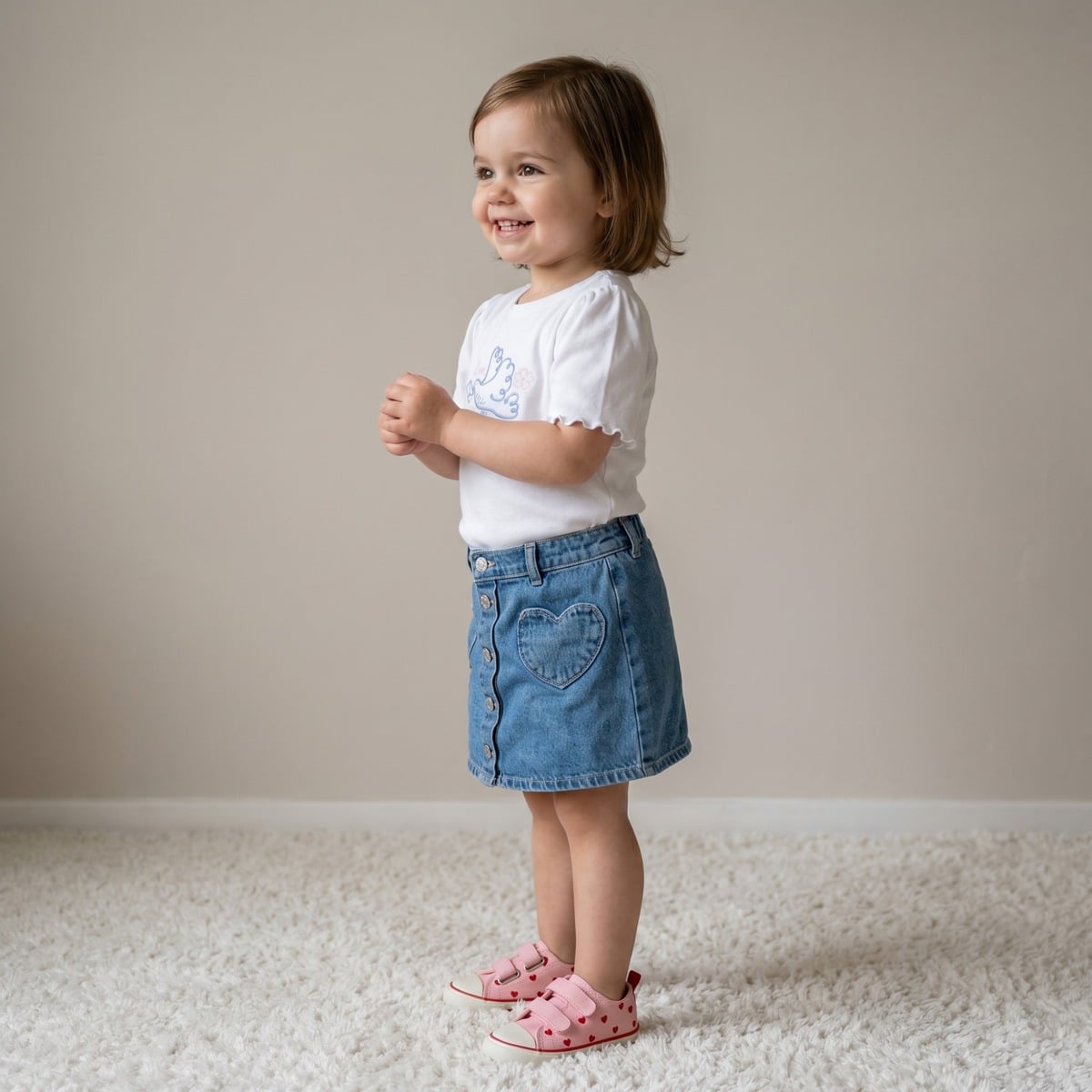 Baby Girls White Cotton Bird Embroidered Knit Top Regular Fit Casual Wear