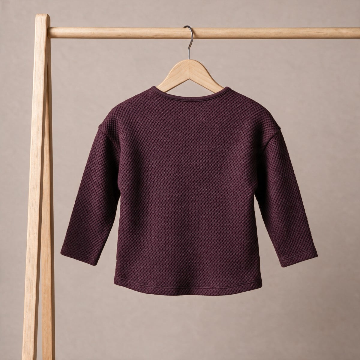 Baby Girls Burgundy Cotton Blend Bunny Embroidered Textured Sweatshirt Regular Fit Casual Wear