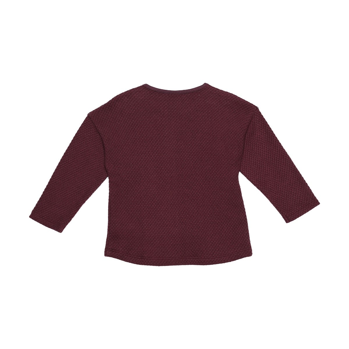 Baby Girls Burgundy Cotton Blend Bunny Embroidered Textured Sweatshirt Regular Fit Casual Wear