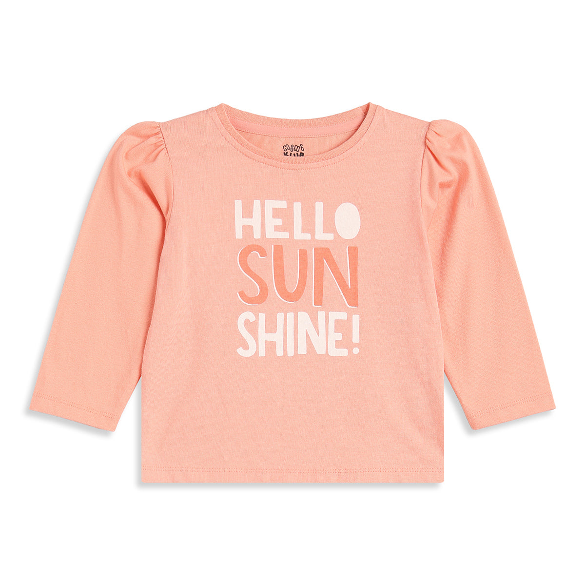 Baby Girls Peach Cotton Graphic T-Shirt Regular Fit Casual Top