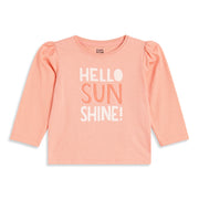 Baby Girls Peach Cotton Graphic T-Shirt Regular Fit Casual Top